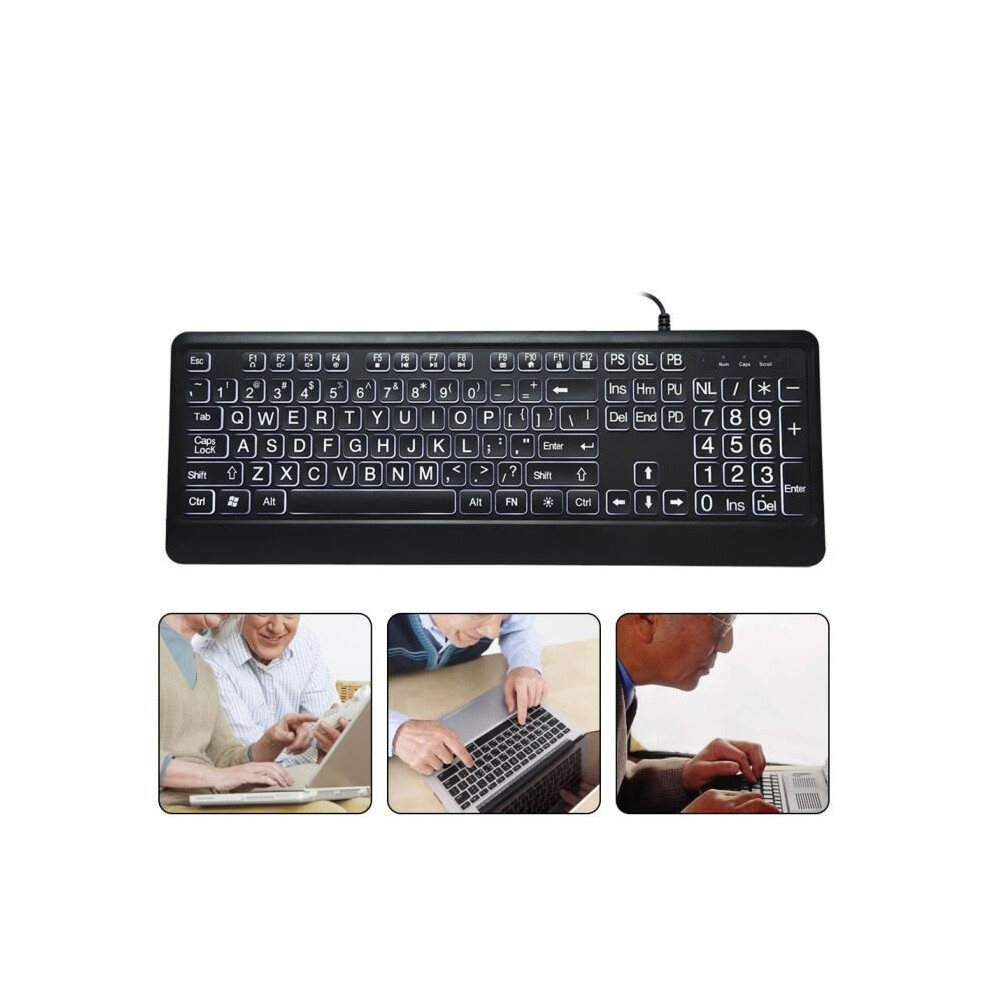Ergonomic Usb Wired Keyboard With Large Keys, Backlit Multimedia Silent Keys For Home Office White 6083684972317
