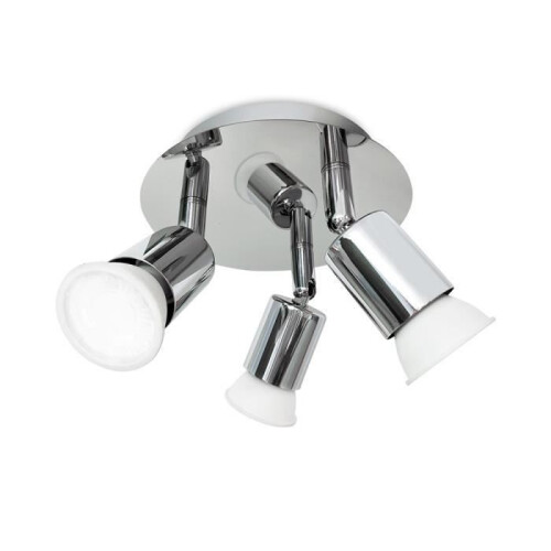 Chrome 3-Light Adjustable Spotlight Ceiling Light for Bathroom and Kitchen, GU10 Sockets, Bulbs Not Included