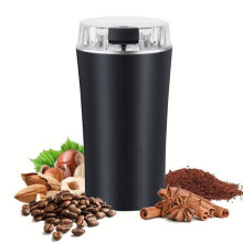 Moulin à café électrique 300 W, broyeur à grains et herbes, 8 lames en acier inoxydable, finition noire
