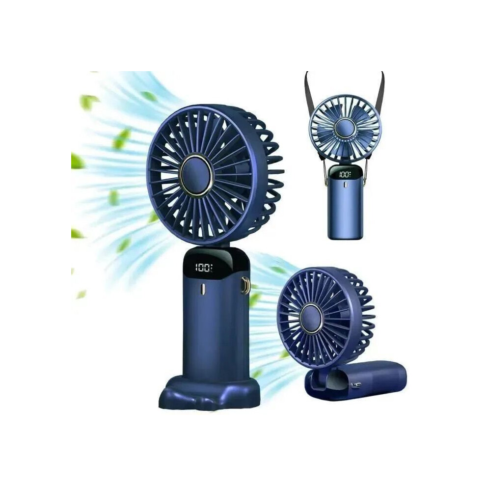Foldable Mini Portable Fan, 5-Speed, Usb Rechargeable, 6500Mah Battery, Quiet Airflow Blue 6083684973765