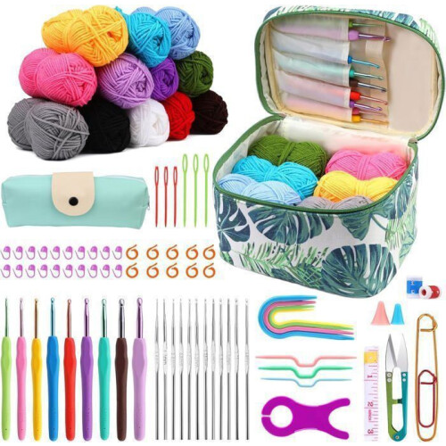 87-Piece Crochet Hook Set with Smooth-Tip Hooks, Ideal for Beginners, Compact and Portable