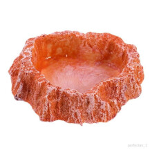 Orange Resin Round Reptile Feeding Bowl, 9.5 x 9 x 2 cm, Ideal for Terrariums and Vivariums