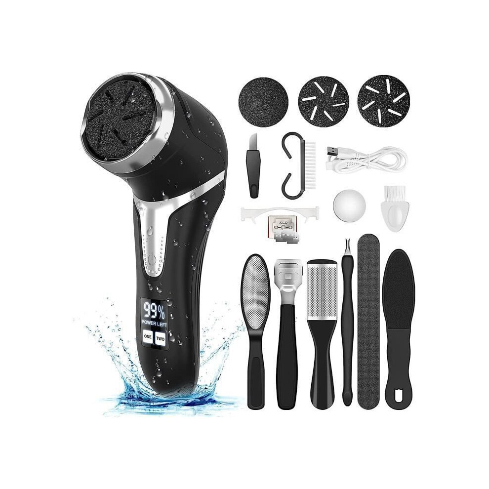 IPX7 Waterproof Electric Foot File, Cordless Rechargeable Professional Pedicure Tool for Foot Care