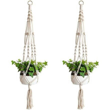 Set di 2 vasi da fiori in cotone e juta, 20 x 18 cm, forma asimmetrica, decorazione naturale per interni.