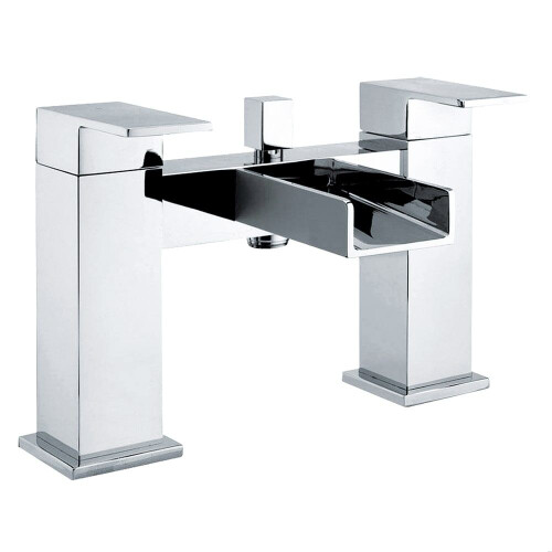 Balterley Modern Bathroom Deck Mounted Square Waterfall Spout Bath Shower Mixer Tap - Chrome