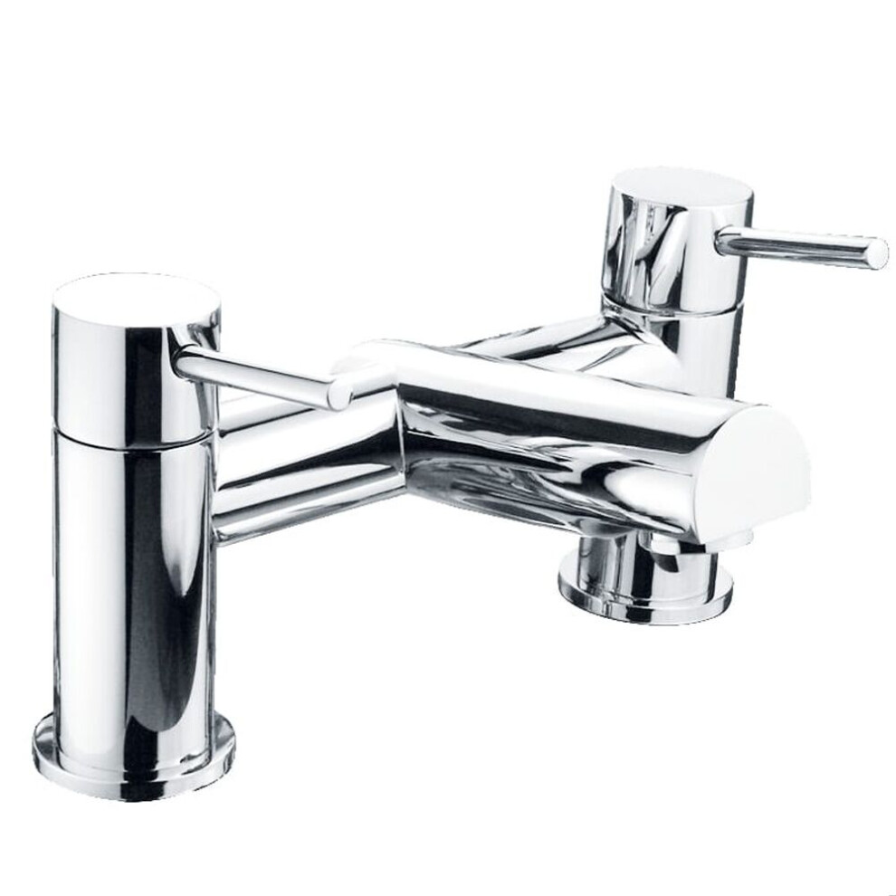 Contemporary Minimalist Round Deck Mounted Bath Filler Tap - Chrome 5056817737283
