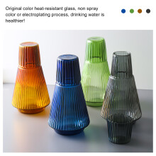 Green Heatproof Glass Carafe 1000ml with Cup