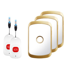 Cacazi C20 2-To-3 Wireless Emergency Call Device Compatible Seniors, Waterproof, Home Care, European Standard (Gold) :Gold Surprise Gift
