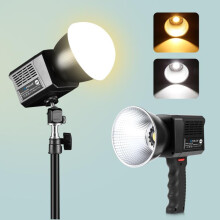 Puluz 60W Cob Handheld Camera Live Streaming Vlog Video Recording Dual-Color Temperature Fill Light (Color: Black) :60W Studio Video Light Surprise G