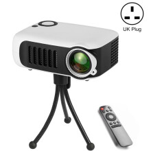 Miniproyector portátil A2000 de 800 lúmenes con pantalla LCD 1080P, estándar británico (color: blanco): regalo sorpresa con enchufe británico