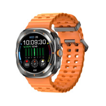 De W7 1,43-inch IP68 waterdichte smartwatch ondersteunt sedentaire herinneringen en slaapmonitoring (oranje). :oranje verrassingscadeau