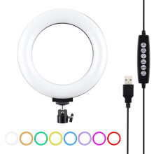 Puluz 6.2-Inch 16Cm Dimmable 8-Color Rgbw Led Ring Light Compatible Photography (Color: Black) :6.2 inch RGBW Surprise Gift