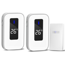 C303B Campanello senza fili per la casa, da uno a due persone, con display digitale della temperatura e telecomando compatibile. Adatto agli anziani,