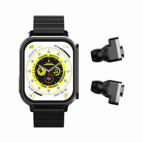 N22 2-σε-1 Οθόνη HD 1,96 ιντσών με ακουστικά Bluetooth για κλήσεις (Μαύρο): μαύρο δώρο έκπληξη