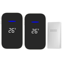C302B Campanello senza fili per la casa, da uno a due persone, con display digitale della temperatura e telecomando compatibile. Adatto agli anziani,