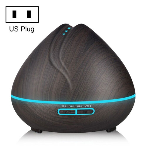 Peach-Shaped Wood Grain Remote-Controlled Ultrasonic Humidifier, Aromatherapy Diffuser, Automatic Alcohol Sprayer With Led Light, Capacity: 400Ml, Us