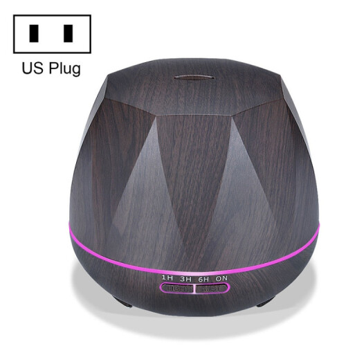 Diamond-Patterned Wood Grain Remote-Controlled Ultrasonic Humidifier, Aromatherapy Diffuser, Automatic Alcohol Sprayer With Led Light, Capacity: 400M