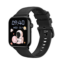 HD15 1,75-inch smartwatch met siliconen bandje, IP68 waterdichtheid, sedentaire herinnering en slaapmonitoring (zwart): zwart verrassingscadeau
