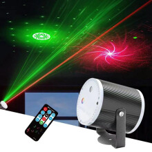 Mini-LED-Bühnenprojektor mit zylindrischem Laser und Sternenhimmel-Effekt, Ausführung: Mit kompatibler Fernbedienung (Schwarz).