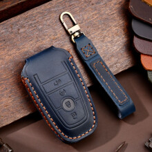 Leder-Schlüsselhülle, kompatibel mit Ford F-150 4-Schlüssel C072 (Farbe: Blau) : C072 Überraschungsgeschenk