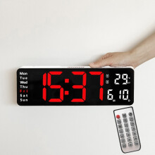 6629 13-Inch Multifunctional Led Living Room Wall Clock (White Case With Red Light) :13 Inch White Shell Red Light Surprise Gift