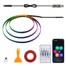 3-weg app-compatibele afstandsbediening, kleurrijke sfeerverlichting voor auto-interieur, LED acryl USB auto sfeerverlichting, afmeting: 110 cm :1 Su
