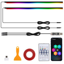 3-Wege-App-kompatible Fernbedienung, farbenfrohe Ambientebeleuchtung für den Fahrzeuginnenraum, modifiziert mit LED-Acryl und USB-Anschluss. Spezifik
