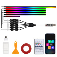 3-weg app-compatibele afstandsbediening, kleurrijke sfeerverlichting voor het auto-interieur, aangepast met LED-acryl USB-poort. Specificaties: 110 c