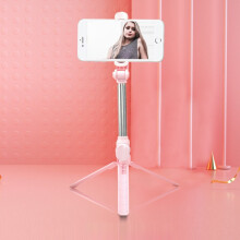Perche à selfie trépied Bluetooth avec support pour téléphone et diffusion en direct (rose) : Cadeau surprise rose