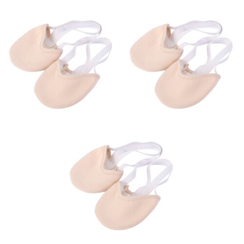 3Pièces Demi-Pointe Ballet Beige Toile Stretch À Double Élastique 1