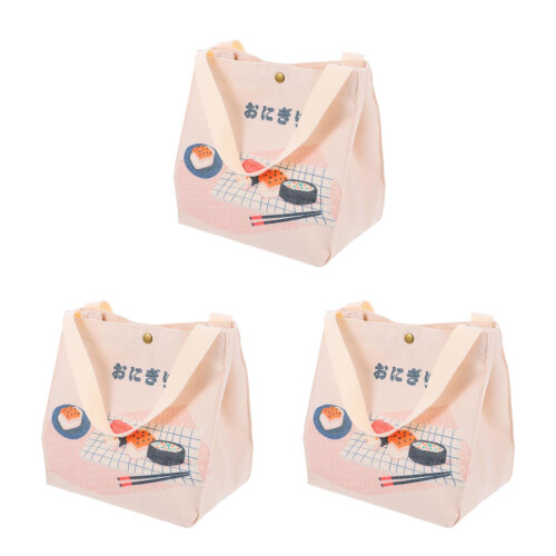 3Pièces Repas Portable Beige Toile Multi-Usage Pour Femmes