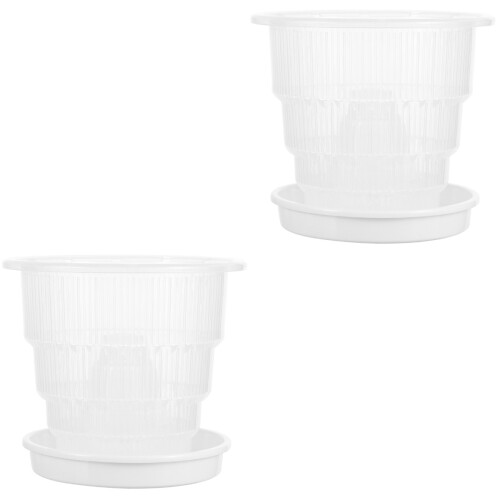 2Ensembles Cache-Pots Plastique Transparent Respirant Pour Orchidées