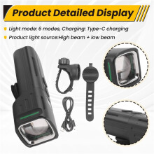 Digital Display Bicycle Front Light High Lightness Aluminum Headlight MTB Bike Flashlight Lamp for Night Cycling Safety
