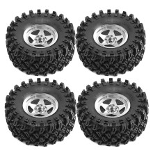 4 Peças 136mm Metal 2.2 Polegadas Beadlock Roda Aro Pneu Conjunto para 1/10 RC Crawler Car Axial SCX10 Wraith RR10 Capra TRX4 Prata