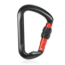 D-Shaped Auto-Lock Carabiner 30kN Heavy Duty Rock Climbing Carabiner RockLock Screwgate or Twistlock Carabiner Black