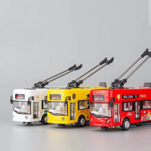 1:50 Kids Toys Alloy Bus Model London Single Decker Tram Bus Vehicles Car Toy with Light & Sound Collections Red