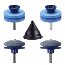 4PCS Lawn Mower Blade Sharpener,Mower Blade Sharpener with Blade Balancer for Any Power Drill Hand Drill