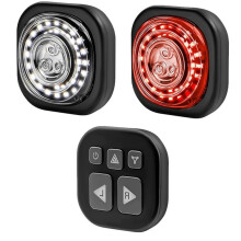 2 St Smarta Cykellampor med Fjärrkontrollsynkronisering, LED-Ljusset Fram och Bak, Uppladdningsbart Cykelljus för Nattcykling.