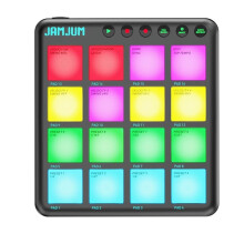 JAMJUM POCKET Wireless MIDI Pad Controller - 16 RGB Pads, , Portable Battery-Powered for Music Production