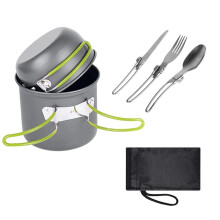 Outdoor Camping Pot Set, Made of Hard Aluminum Material, Portable, 1-2 Person Picnic Folding Stove Cookware Set