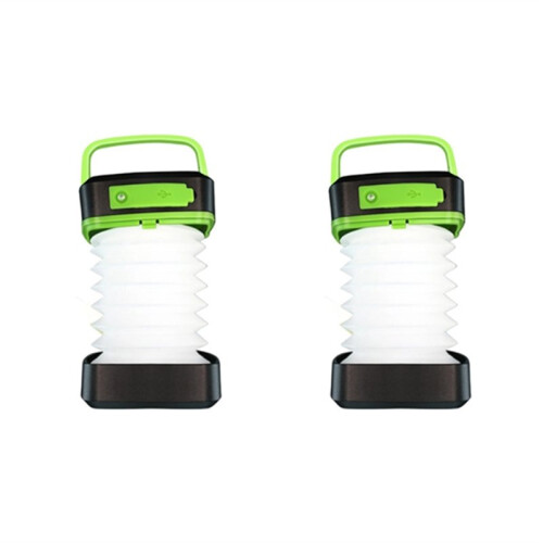 2PCS Rechargeable Solar Camping Lantern 3 Lighting Modes USB Portable LED Flashlight for Hiking,Emergency,Outdoor Use B