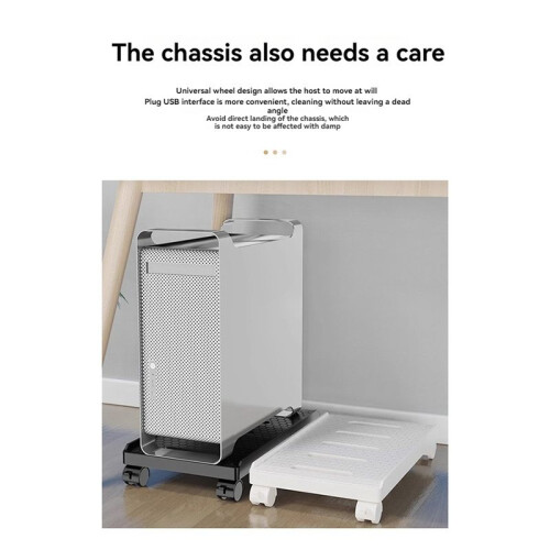 Computer Tower Stand Mobile CPU Stand with Rolling Caster Wheels PC Tower Stand Holder for Gaming PC Case White 2