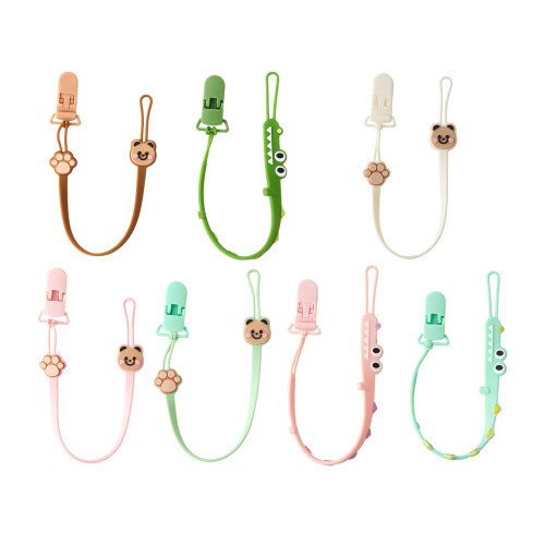 Baby Pacifier Clip Silicone Teether Pacifier Strap Baby-Pink A 1