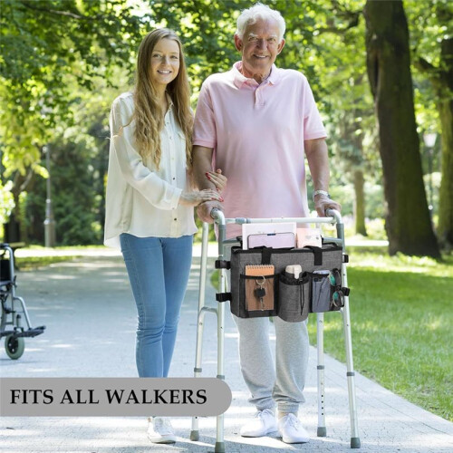 Foldable Walker Accessories with Cup Holder & Organizer Pouch 2