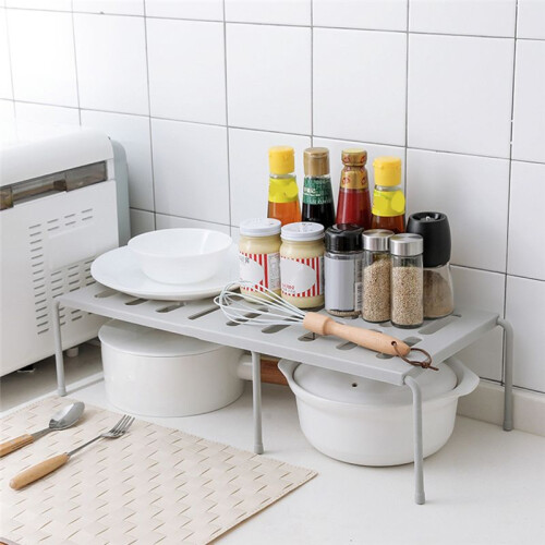 Telescopic & Stackable Shelf Frame Space-Saving Shelf in Kitchen Household Living Room Dormitory Storage Rack 1