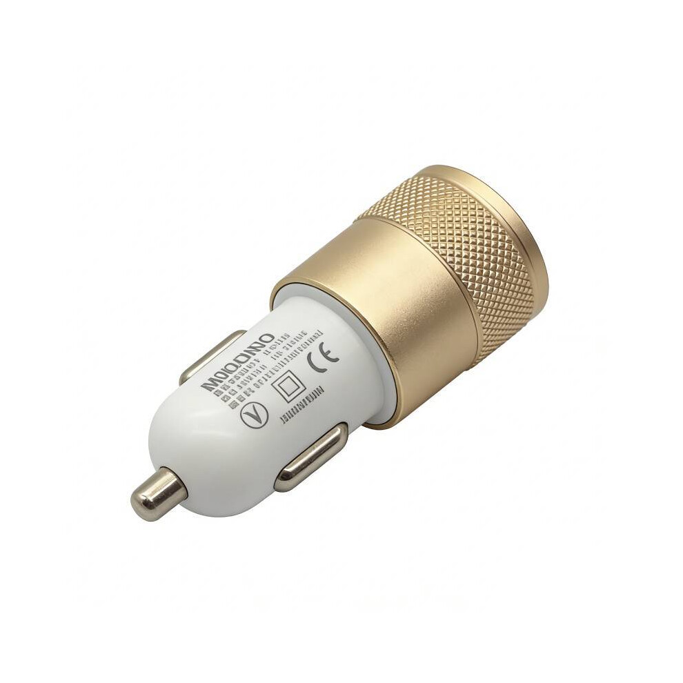 (Gold) Car Dual Charger Usb Aluminum Alloy Fast Charging Vehicles Multidevice Adapter Gold 696350526736