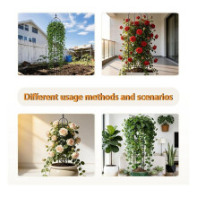 Garden Obelisk Trellis for Climbing Plants Outdoor, 6FT Adjustable Metal Plant Support with 3 Decorative Tops
