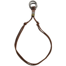 Fashion Men Retro Leather Cord Necklace Double Circle Ring Pendant Jewelry Gift