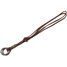 Fashion Men Retro Leather Cord Necklace Double Circle Ring Pendant Jewelry Gift