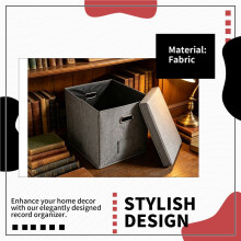 Vinyl Record Storage Box with Lid and Handles, LP Record Organizer, Stylish Home Decor, Protective Album Holder